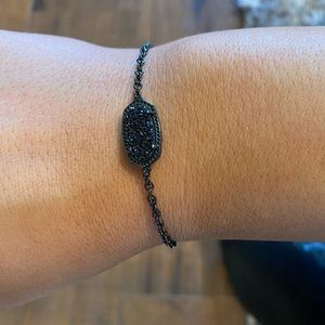 Kendra Scott Elaina Adjustable Black Druzy Bracelet